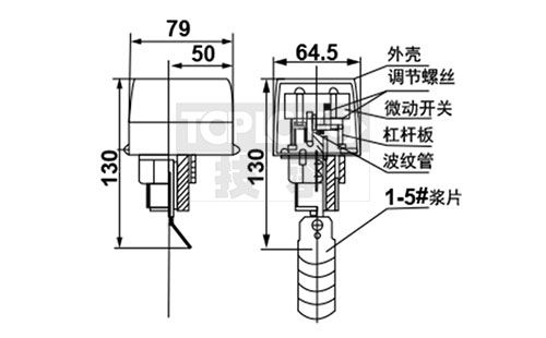 HFS靶式水流開關尺寸圖